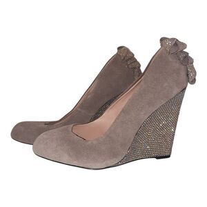 Betsy Johnson Elegant Taupe Suede Wedge Heels